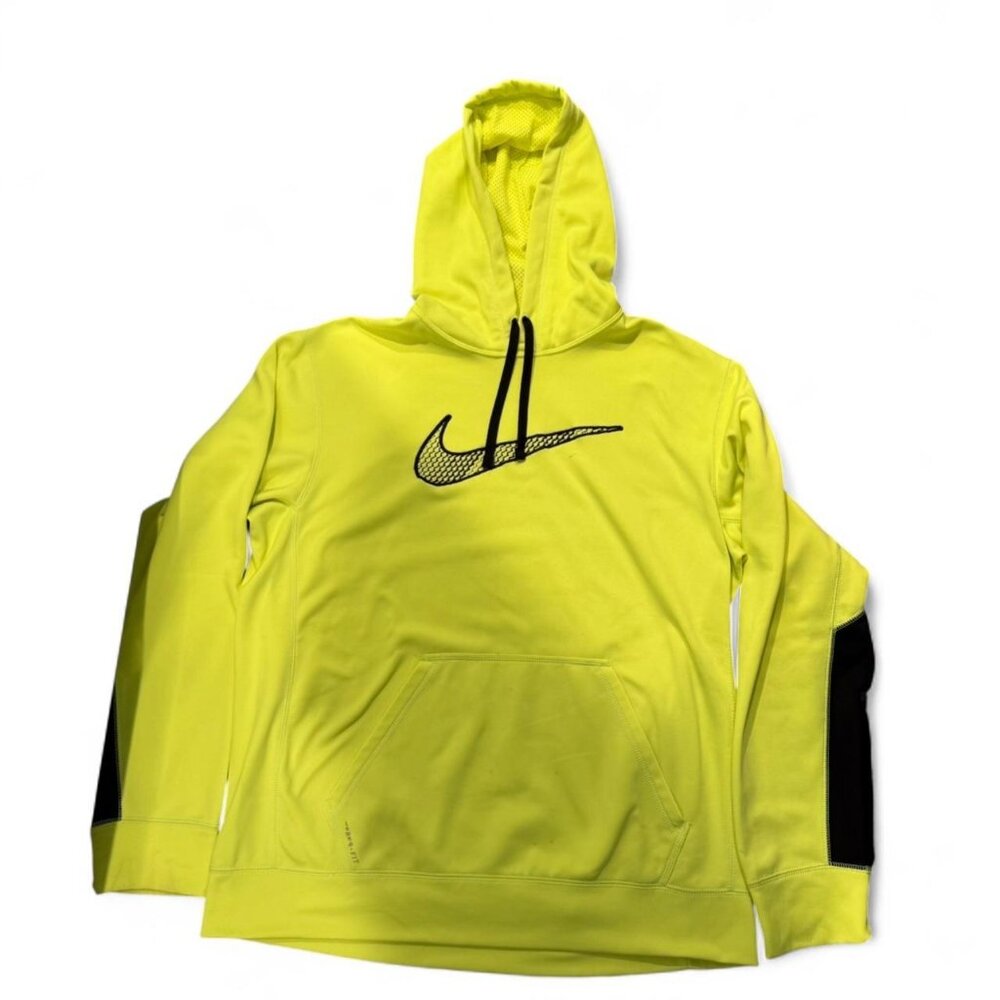 Nike neon yellow Therma-Fit hoodie with black accents